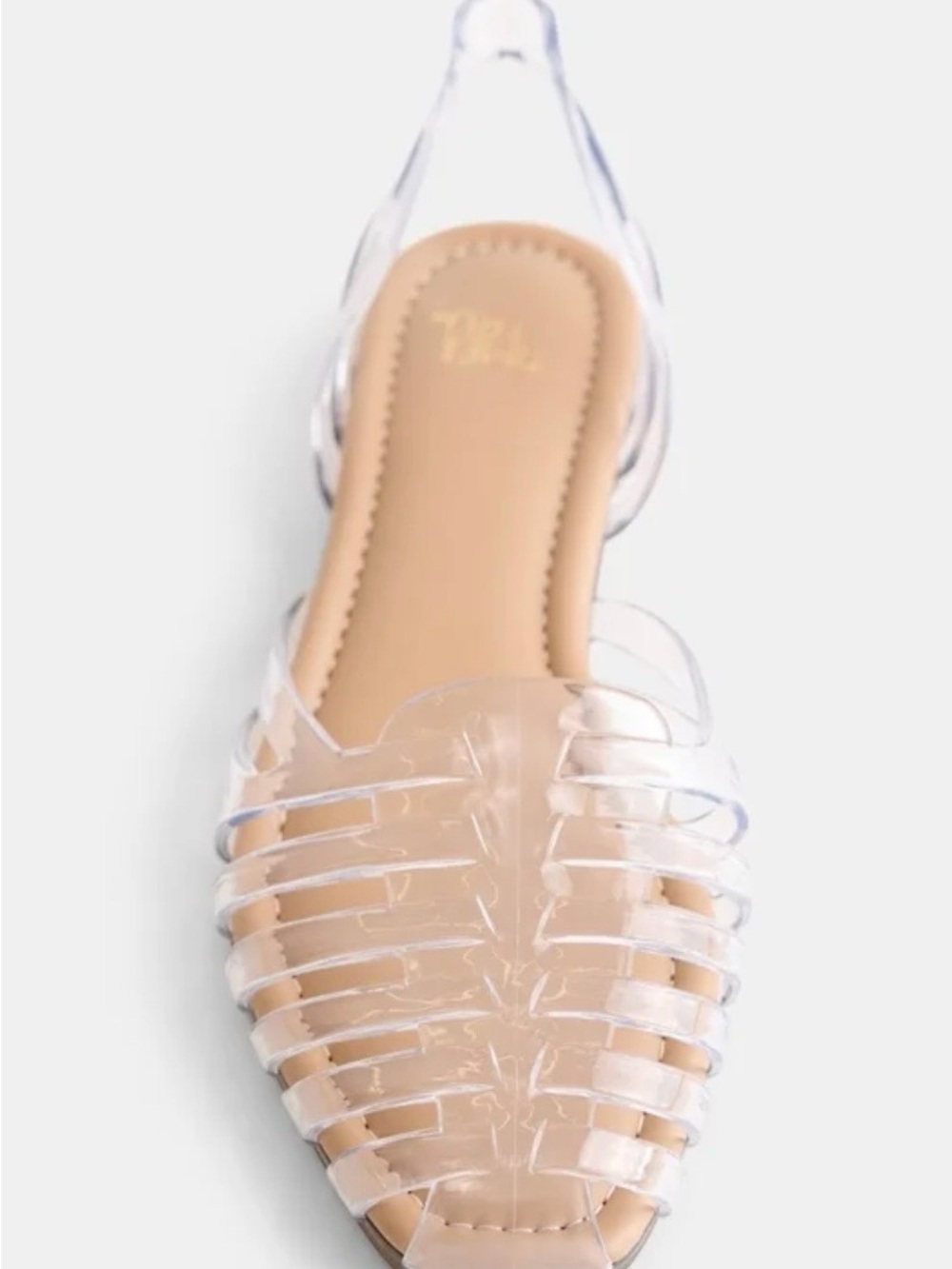 Time and Tru Clear Strappy Sandals with Tan Footbed - Women NEW